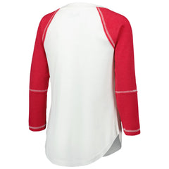 Touch Women's Rebel Raglan Tri-Blend 3/4-Sleeve Lace-Up V-Neck T-Shirt - Tampa Bay Buccaneers