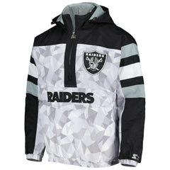 Starter Thursday Night Gridiron Raglan Half-Zip Hooded Jacket - Las Vegas Raiders