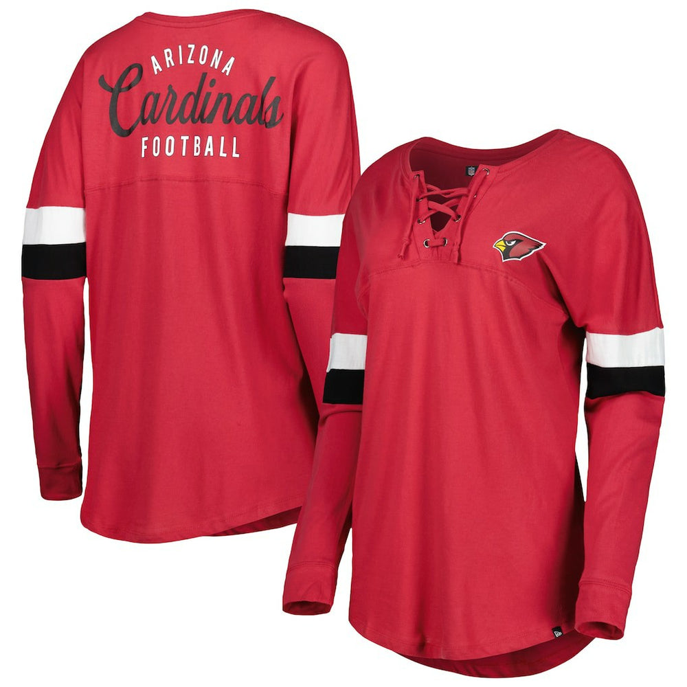 Women's Athletic Varsity Lace-Up Lightweight Long Sleeve T-Shirt - Arizona Cardinals