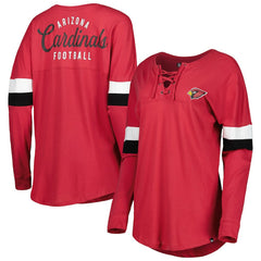 Women's Athletic Varsity Lace-Up Lightweight Long Sleeve T-Shirt - Arizona Cardinals