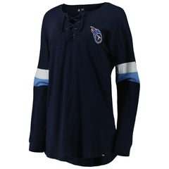 Women's Athletic Varsity Lace-Up Lightweight Long Sleeve T-Shirt - Tennessee Titans