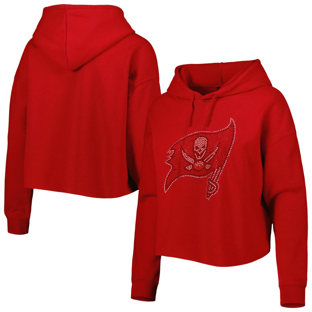 Cuce Women's Crystal Logo Cropped Pullover Hoodie - Tampa Bay Buccaneers
