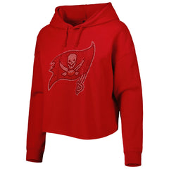 Cuce Women's Crystal Logo Cropped Pullover Hoodie - Tampa Bay Buccaneers