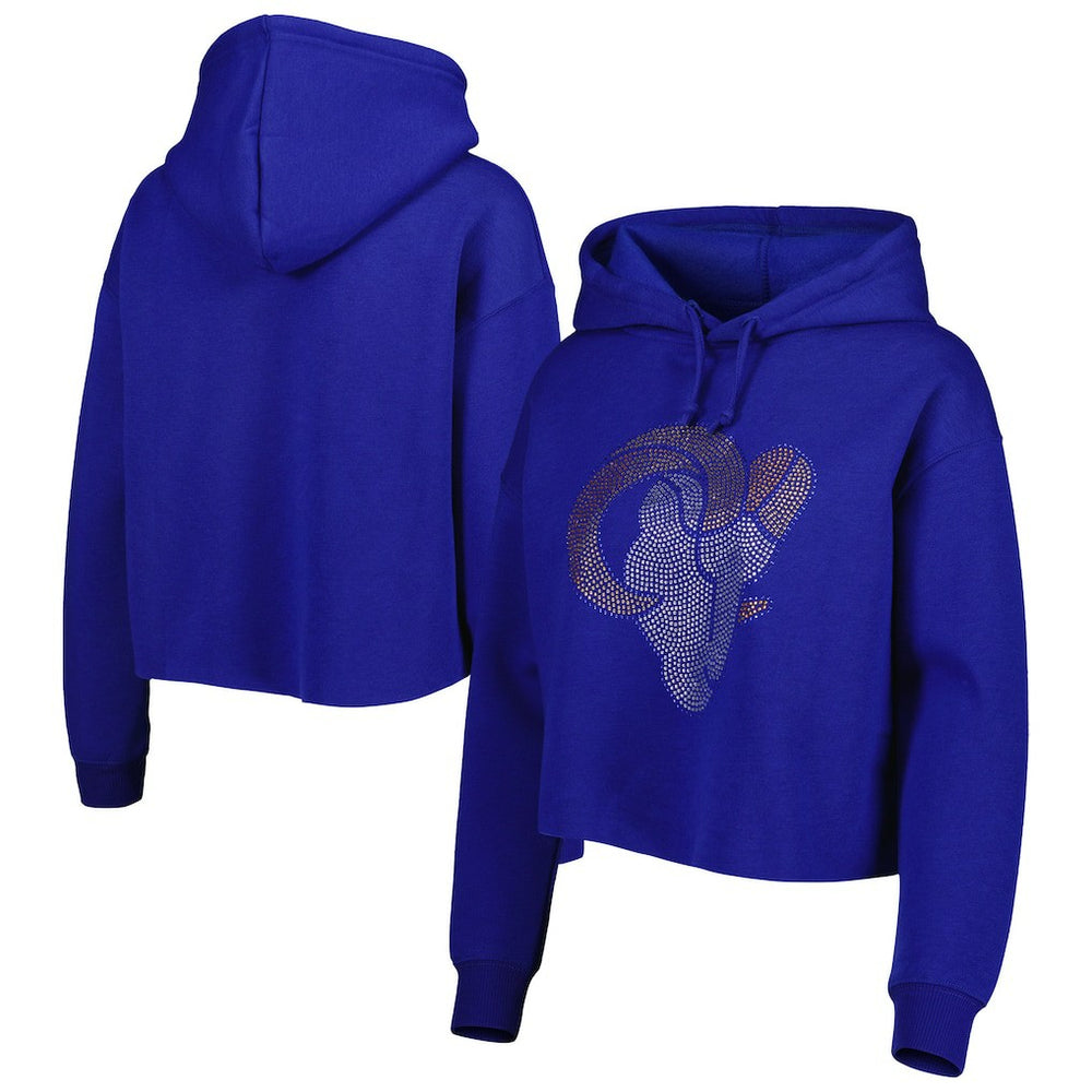 Cuce Women's Crystal Logo Cropped Pullover Hoodie - Los Angeles Rams