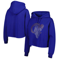 Cuce Women's Crystal Logo Cropped Pullover Hoodie - Los Angeles Rams