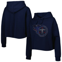 Cuce Women's Crystal Logo Cropped Pullover Hoodie - Tennessee Titans