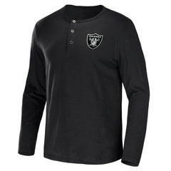 NFL x Darius Rucker Collection Slub Jersey Henley Long Sleeve T-Shirt - Las Vegas Raiders