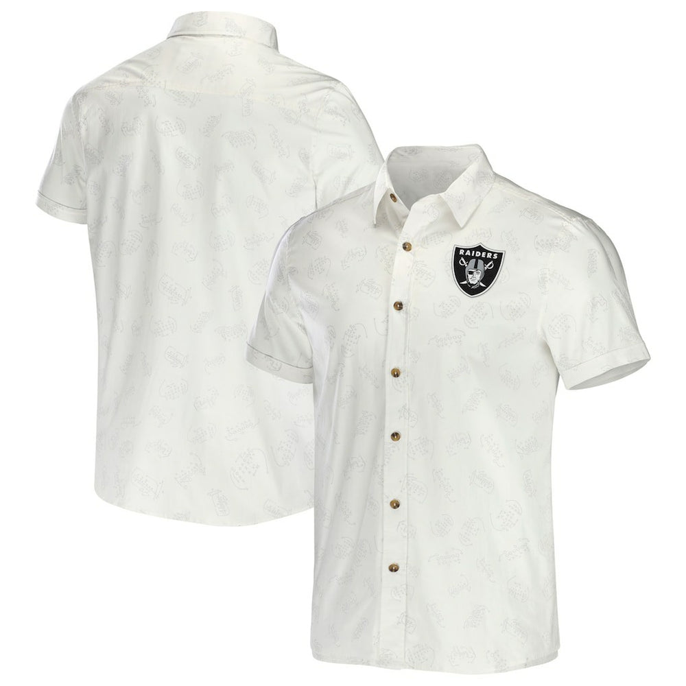 NFL x Darius Rucker Collection Woven Button-Up T-Shirt - Las Vegas Raiders