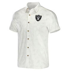 NFL x Darius Rucker Collection Woven Button-Up T-Shirt - Las Vegas Raiders