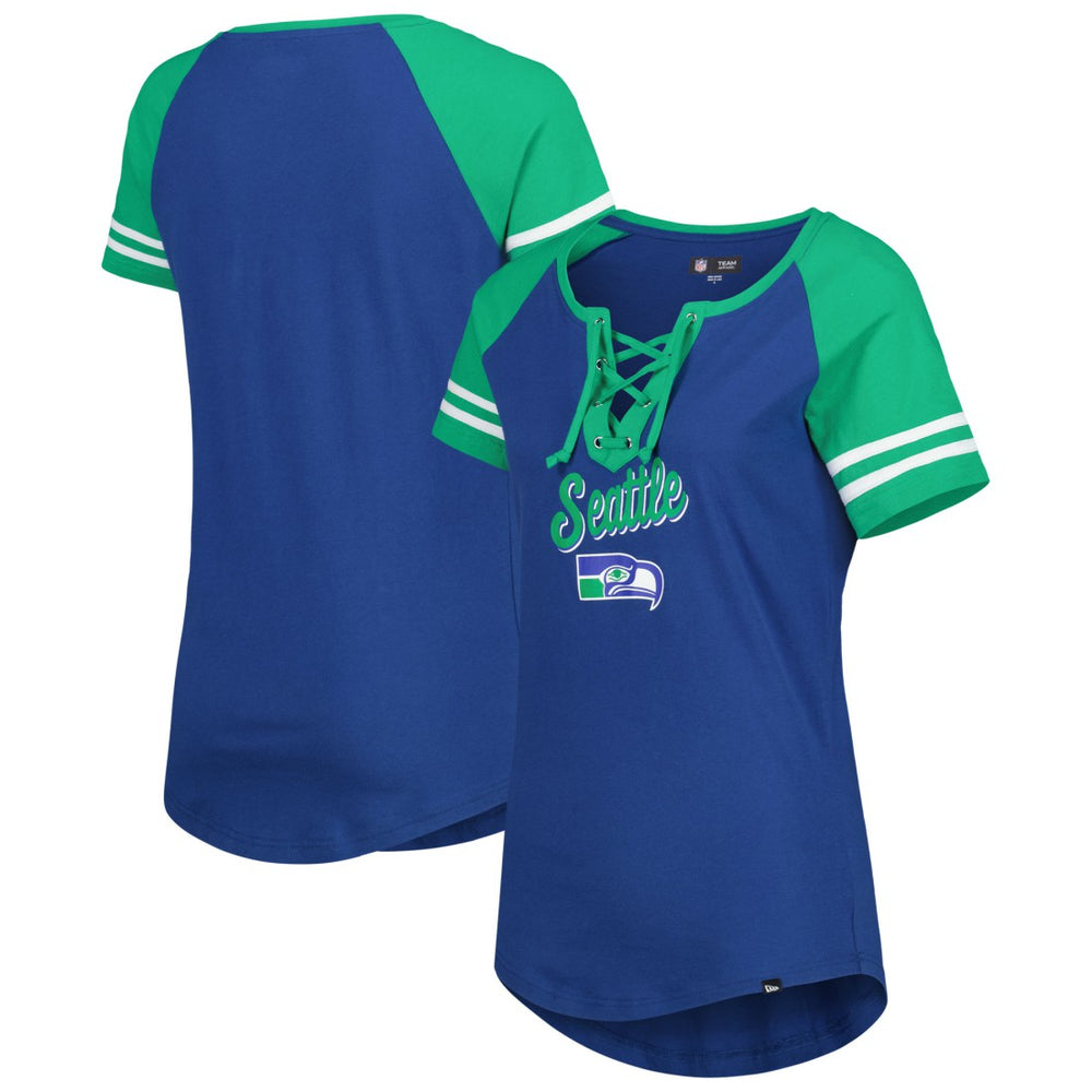 Women's Legacy Lace-Up Raglan T-Shirt - Seattle Seahawks