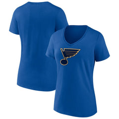 NHL Royal St. Louis Blues Fanatics Women's Primary Logo Team V-Neck T-Shirt