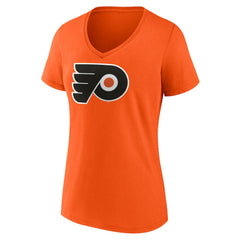 NHL Orange Philadelphia Flyers Fanatics Women's Primary Logo Team V-Neck T-Shirt