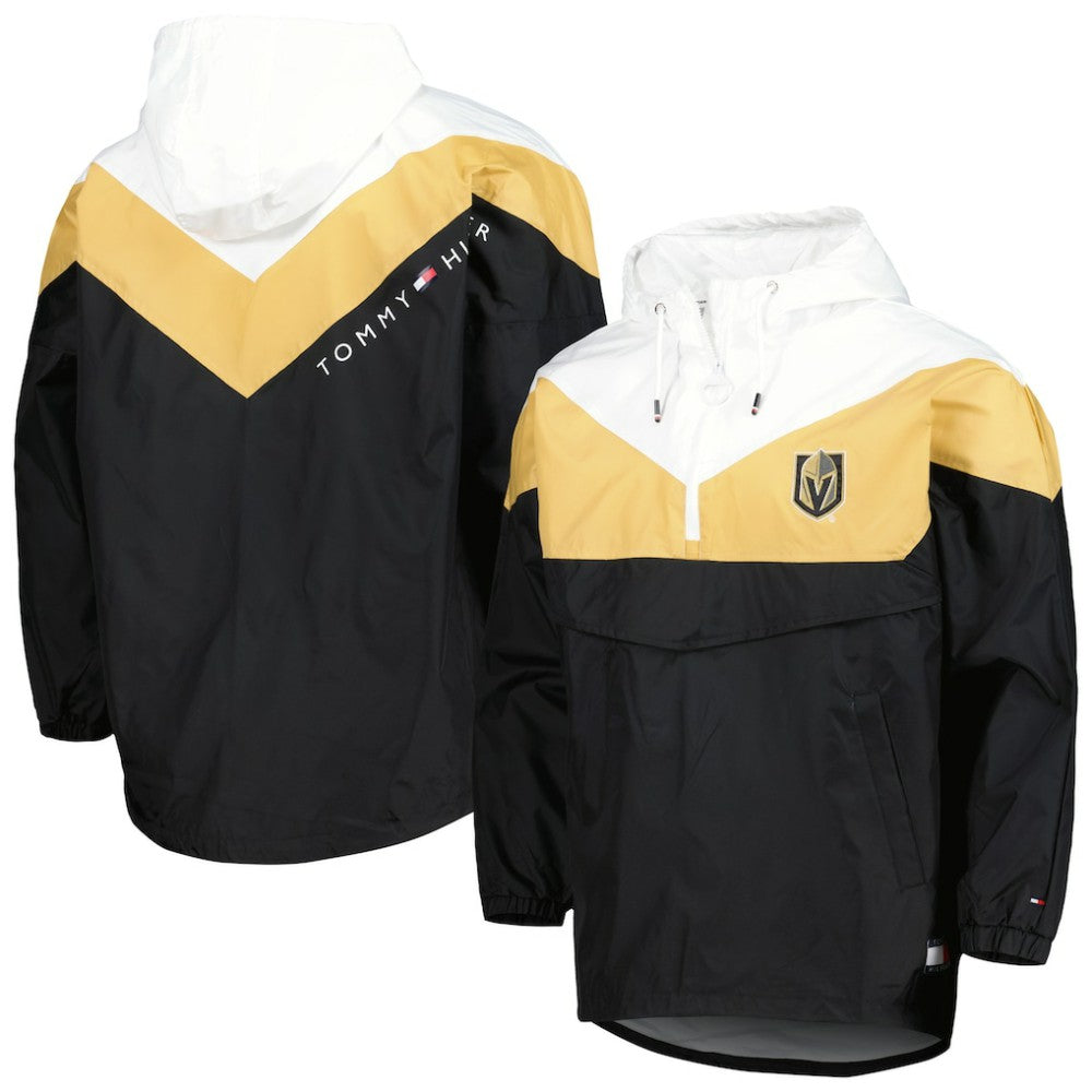 NHL Black/Gold Vegas Golden Knights Tommy Hilfiger Women's Staci Half-Zip Windbreaker Jacket