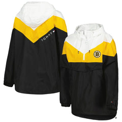 NHL Black/Gold Boston Bruins Tommy Hilfiger Women's Staci Half-Zip Windbreaker Jacket