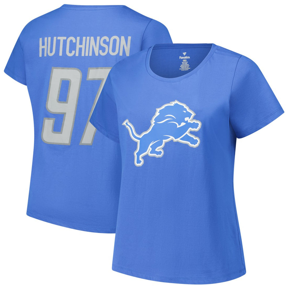 Aidan Hutchinson Women's Plus Size Fair Catch Name & Number Scoop Neck T-Shirt - Detroit Lions