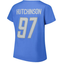 Aidan Hutchinson Women's Plus Size Fair Catch Name & Number Scoop Neck T-Shirt - Detroit Lions