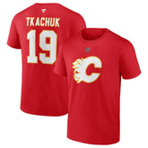 NHL Red Matthew Tkachuk Calgary Flames Fanatics Authentic Stack Name & Number T-Shirt