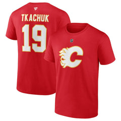 NHL Red Matthew Tkachuk Calgary Flames Fanatics Authentic Stack Name & Number T-Shirt