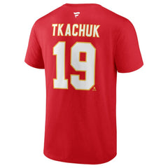 NHL Red Matthew Tkachuk Calgary Flames Fanatics Authentic Stack Name & Number T-Shirt