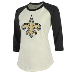 Tyrann Mathieu Majestic Threads Women's Player Name & Number Tri-Blend Three-Quarter Sleeve T-Shirt - New Orleans Saints