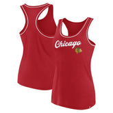 NHL Red Chicago Blackhawks Fanatics Women's Wordmark Logo Racerback Scoop Neck Tank Top
