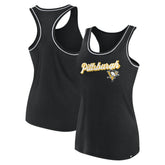 NHL Black Pittsburgh Penguins Fanatics Women's Wordmark Logo Racerback Scoop Neck Tank Top