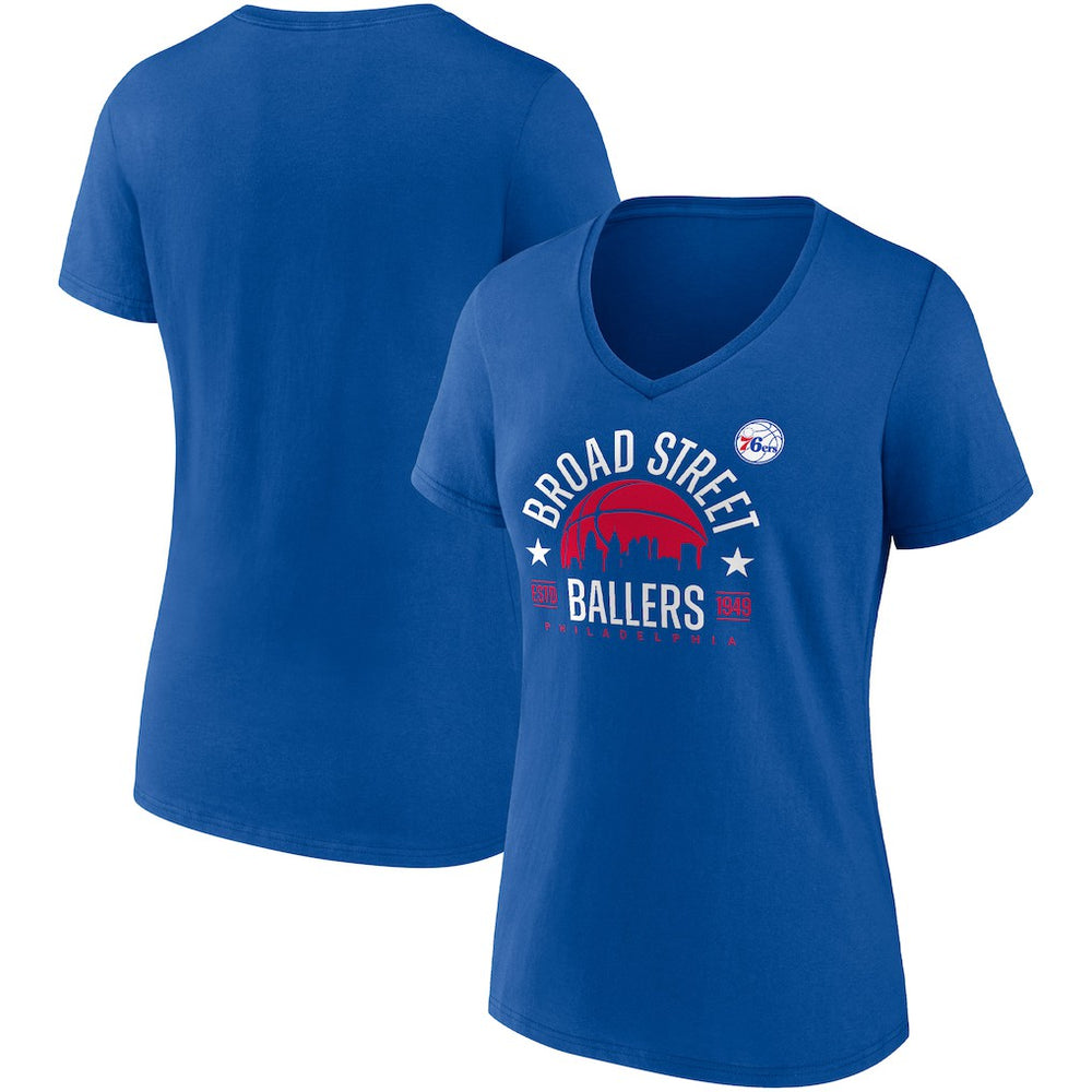 NBA Philadelphia 76ers Women's Hometown Collection Broad Street Ballers V-Neck T-Shirt