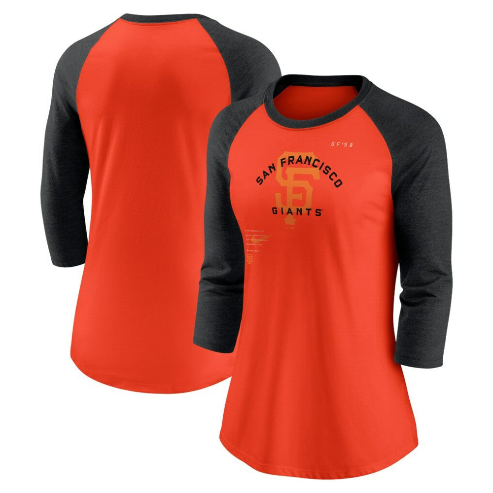 MLB San Francisco Giants Nike Women's Next Up Tri-Blend Raglan 3/4-Sleeve T-Shirt