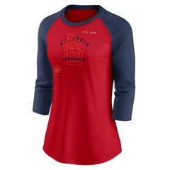 MLB St. Louis Cardinals Nike Women's Next Up Tri-Blend Raglan 3/4-Sleeve T-Shirt