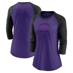 MLB Colorado Rockies Nike Women's Next Up Tri-Blend Raglan 3/4-Sleeve T-Shirt