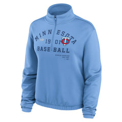 MLB Minnesota Twins Nike Women's Rewind Splice Half-Zip Semi-Cropped Bubble Hem Sweatshirt