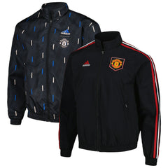 Manchester United 2022/23 On-Field Team Logo Anthem Reversible Full-Zip Jacket - Adidas Black