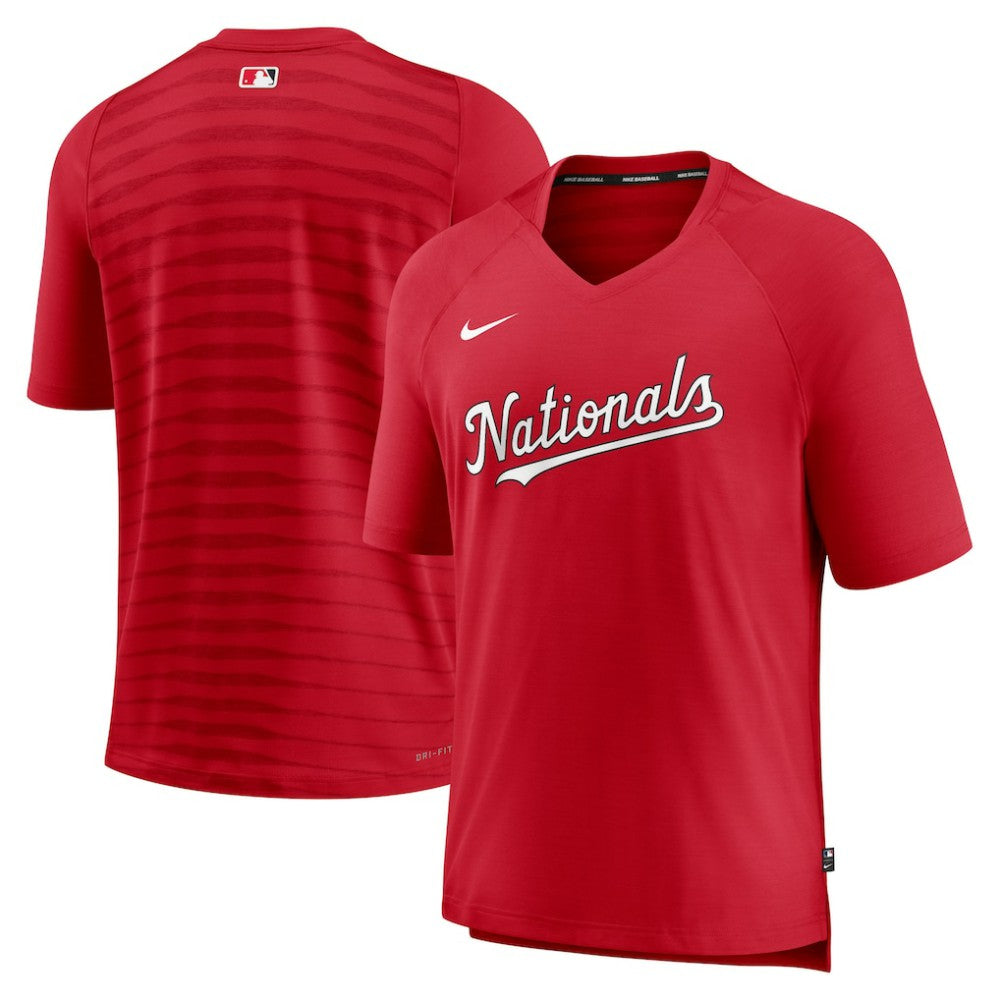 MLB Washington Nationals Nike Authentic Collection Pregame Raglan Performance V-Neck T-Shirt