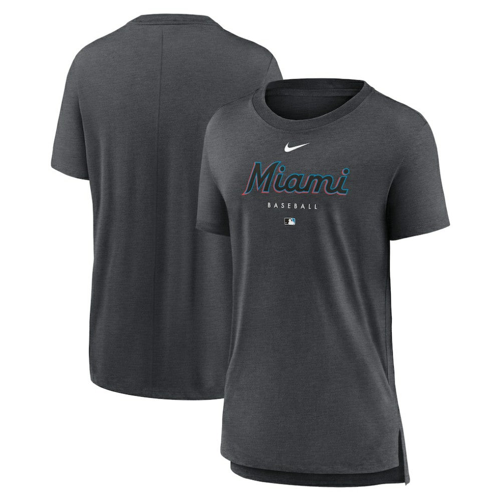 MLB Miami Marlins Nike Women's Authentic Collection Early Work Tri-Blend T-Shirt