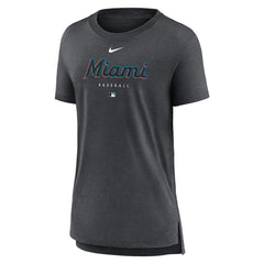 MLB Miami Marlins Nike Women's Authentic Collection Early Work Tri-Blend T-Shirt