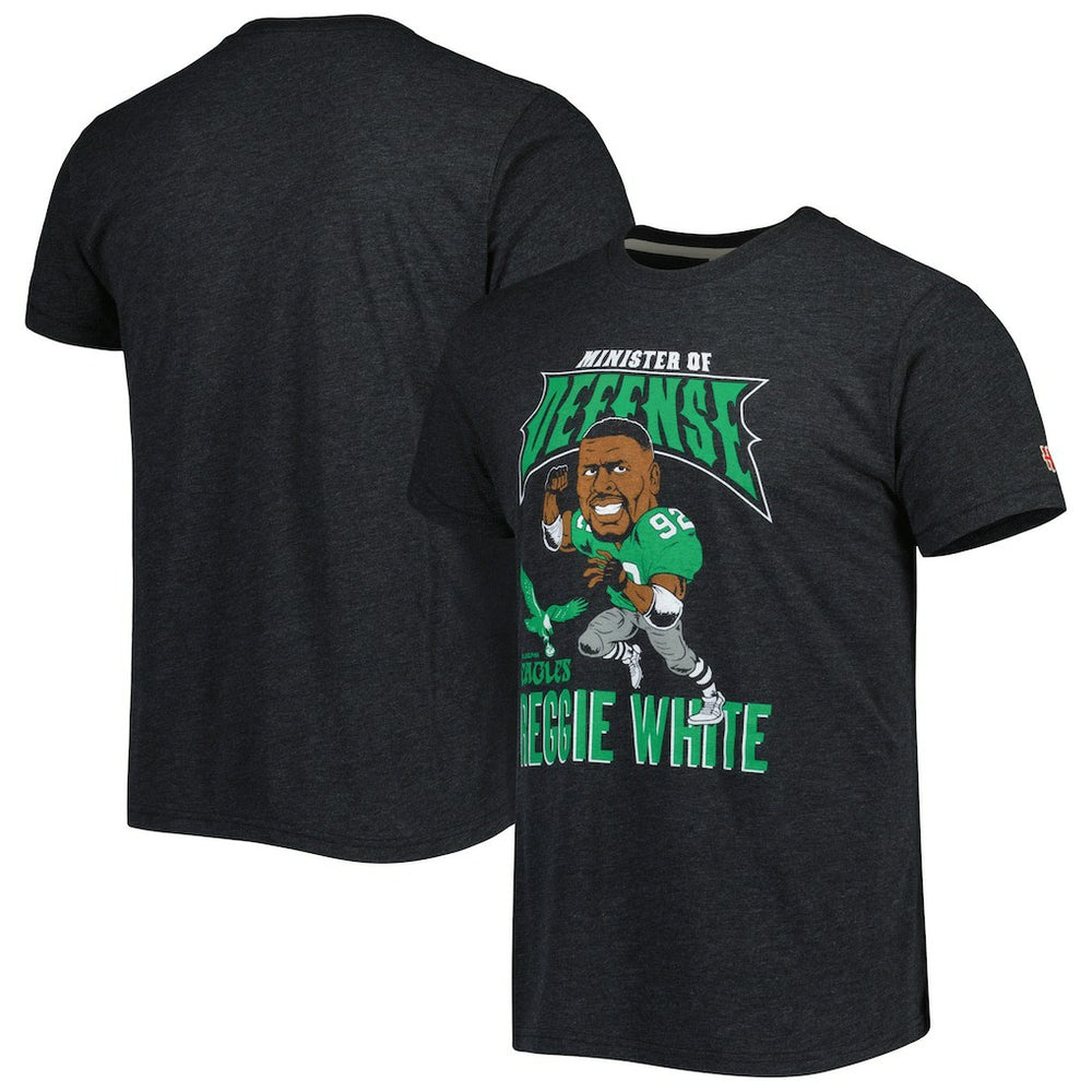 Reggie White Homage Unisex Unisex Caricature Retired Player Tri-Blend T-Shirt - Philadelphia Eagles