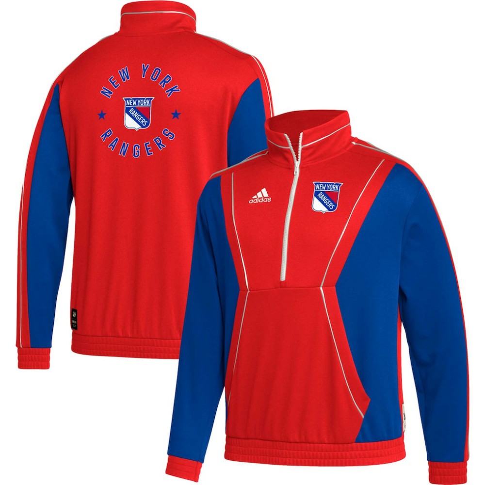 NHL Red New York Rangers adidas Team Classics Half-Zip Jacket