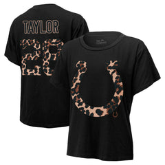 Jonathan Taylor Majestic Threads Women's Leopard Player Name & Number T-Shirt - Indianapolis Colts