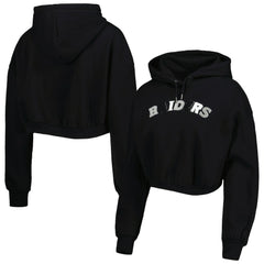 The Wild Collective Women's Cropped Pullover Hoodie - Las Vegas Raiders