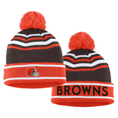WEAR by Erin Andrews Women's Colorblock Cuffed Knit Hat with Pom and Scarf Set - Cleveland Browns