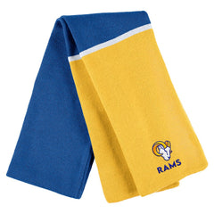 WEAR by Erin Andrews Women's Colorblock Cuffed Knit Hat with Pom and Scarf Set - Los Angeles Rams