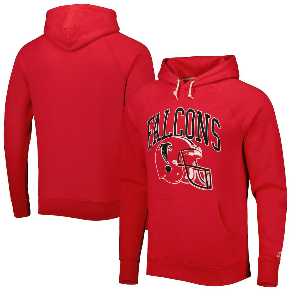 Homage Retro Helmet Tri-Blend Raglan Pullover Hoodie - Atlanta Falcons