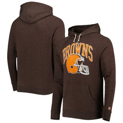 Homage Retro Helmet Tri-Blend Raglan Pullover Hoodie - Cleveland Browns