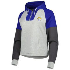 Antigua Women's Lightweight Jackpot Raglan Half-Zip Pullover Hoodie - Los Angeles Rams