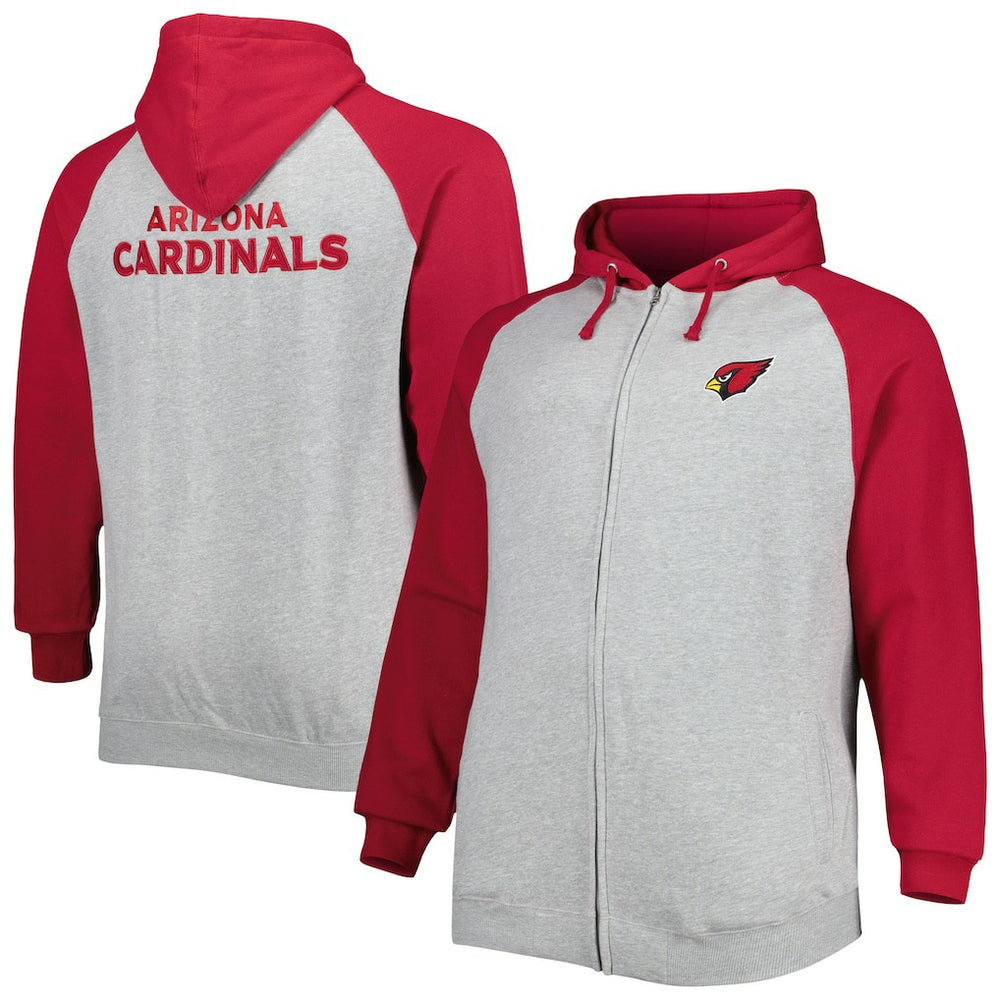 Big & Tall Fleece Raglan Full-Zip Hoodie Jacket - Arizona Cardinals