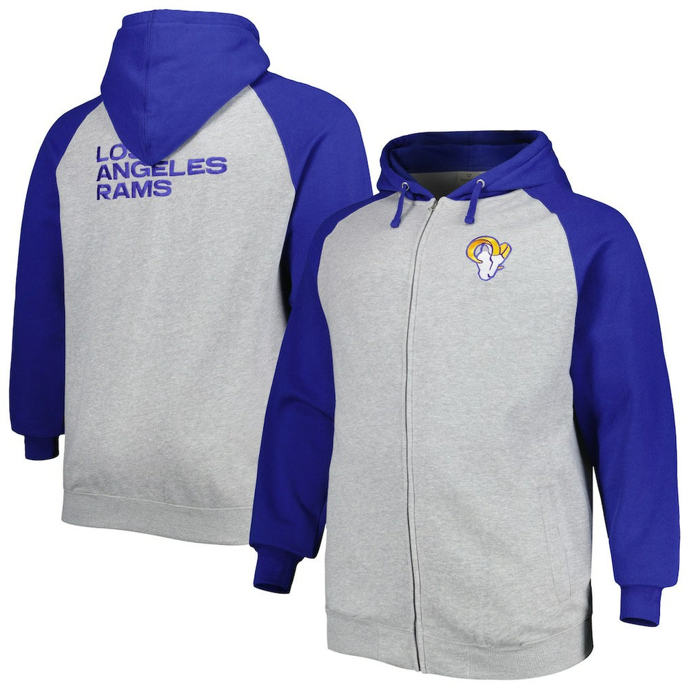 Big & Tall Fleece Raglan Full-Zip Hoodie Jacket - Los Angeles Rams
