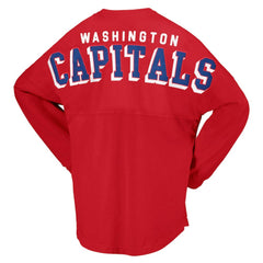 NHL Red Washington Capitals Fanatics Women's Spirit Lace-Up V-Neck Long Sleeve Jersey T-Shirt