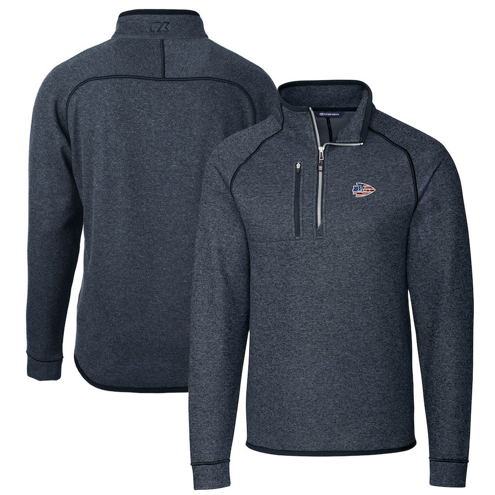 Cutter & Buck Big & Tall Mainsail Sweater Knit Half-Zip Pullover Jacket - Kansas City Chiefs