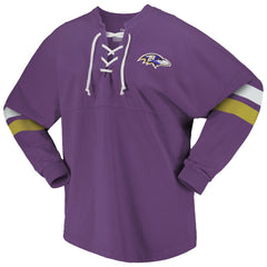Women's Spirit Jersey Lace-Up V-Neck Long Sleeve T-Shirt - Baltimore Ravens