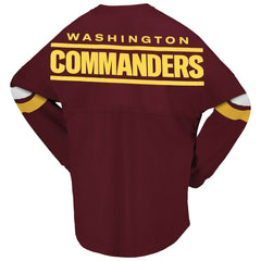 Women's Spirit Jersey Lace-Up V-Neck Long Sleeve T-Shirt - Washington Commanders